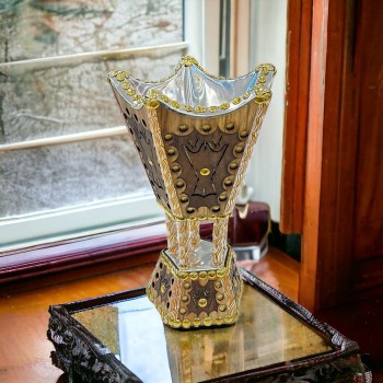 مبخره  استيل منقوشة بالخشب كبير 27×14×14سم 