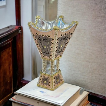 مبخره  استيل منقوشة بالخشب كبير 27×14×14سم 