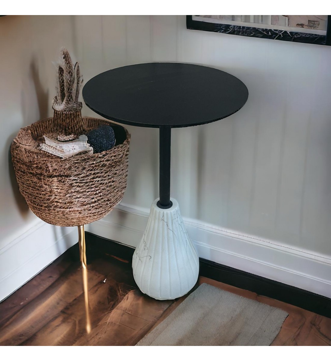 طاولة خدمة حديد لون ابيض واسود 