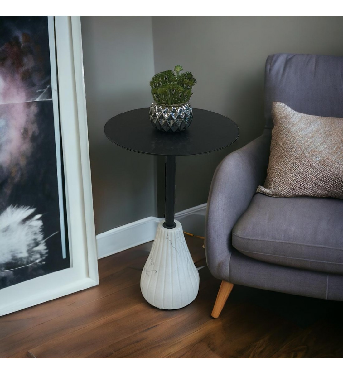 طاولة خدمة حديد لون ابيض واسود 