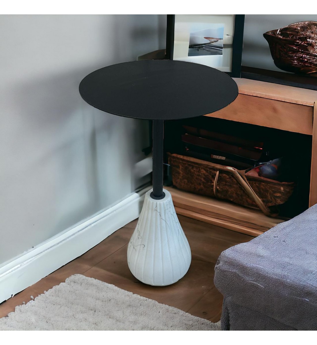 طاولة خدمة حديد لون ابيض واسود 