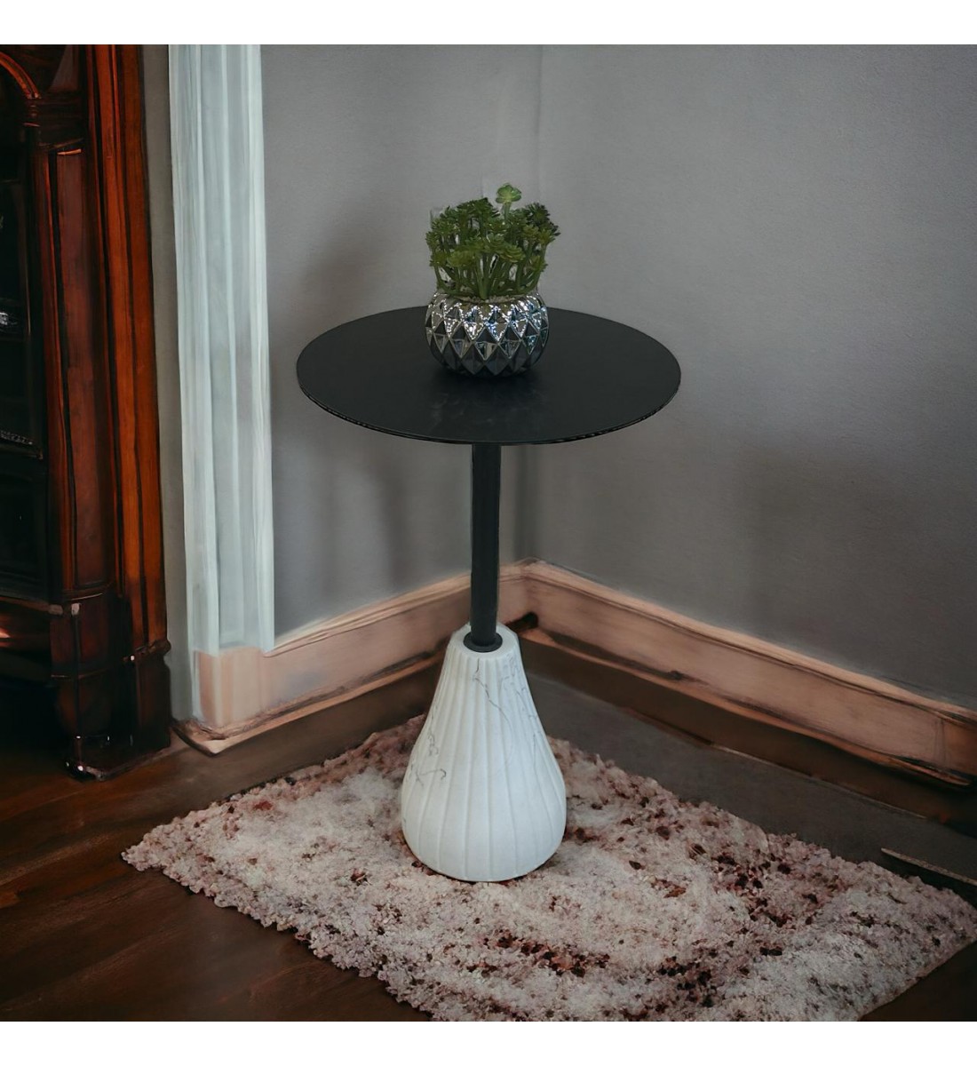 طاولة خدمة حديد لون ابيض واسود 