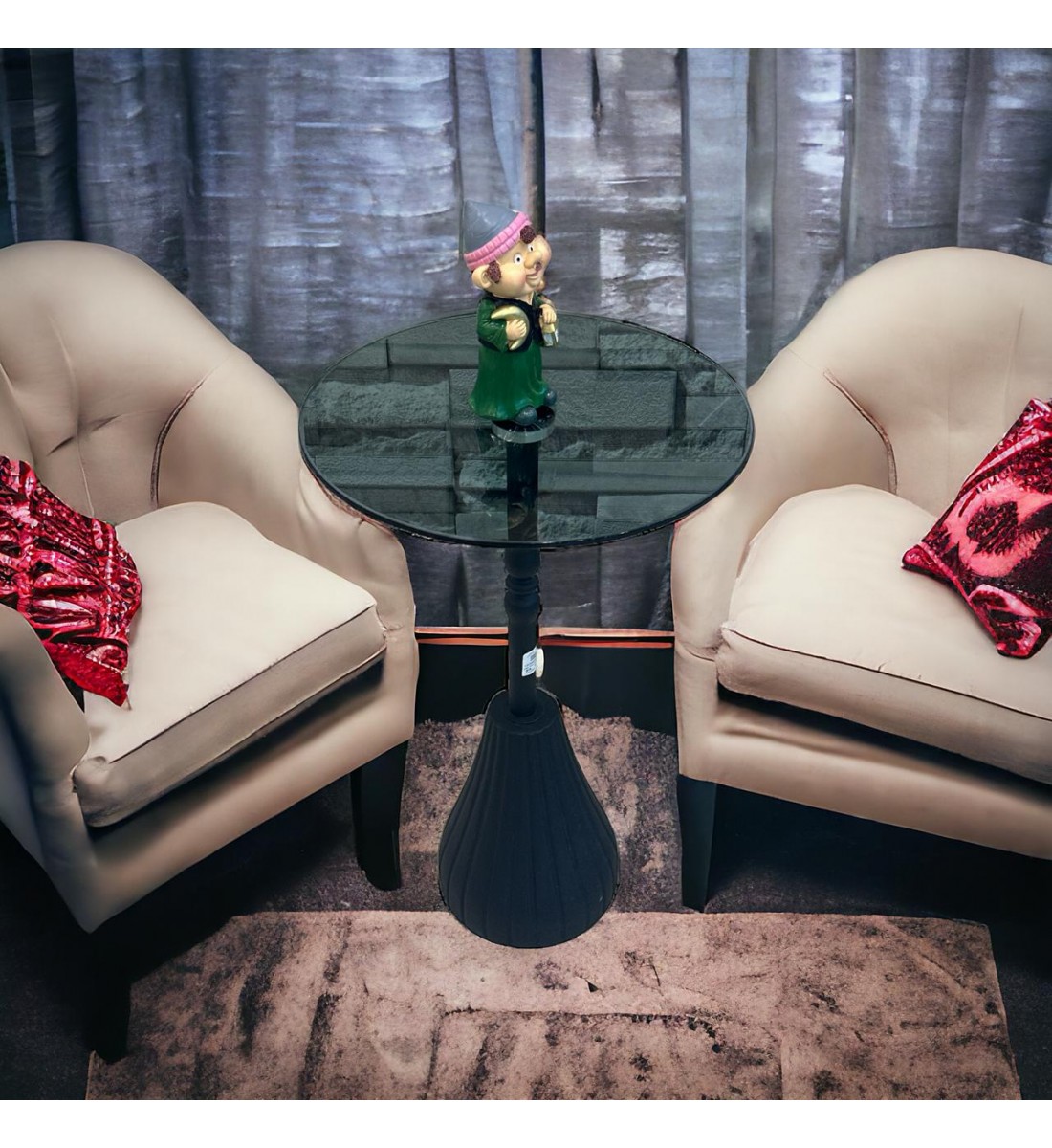 طاولة خدمة حديد لون شفاف واسود 