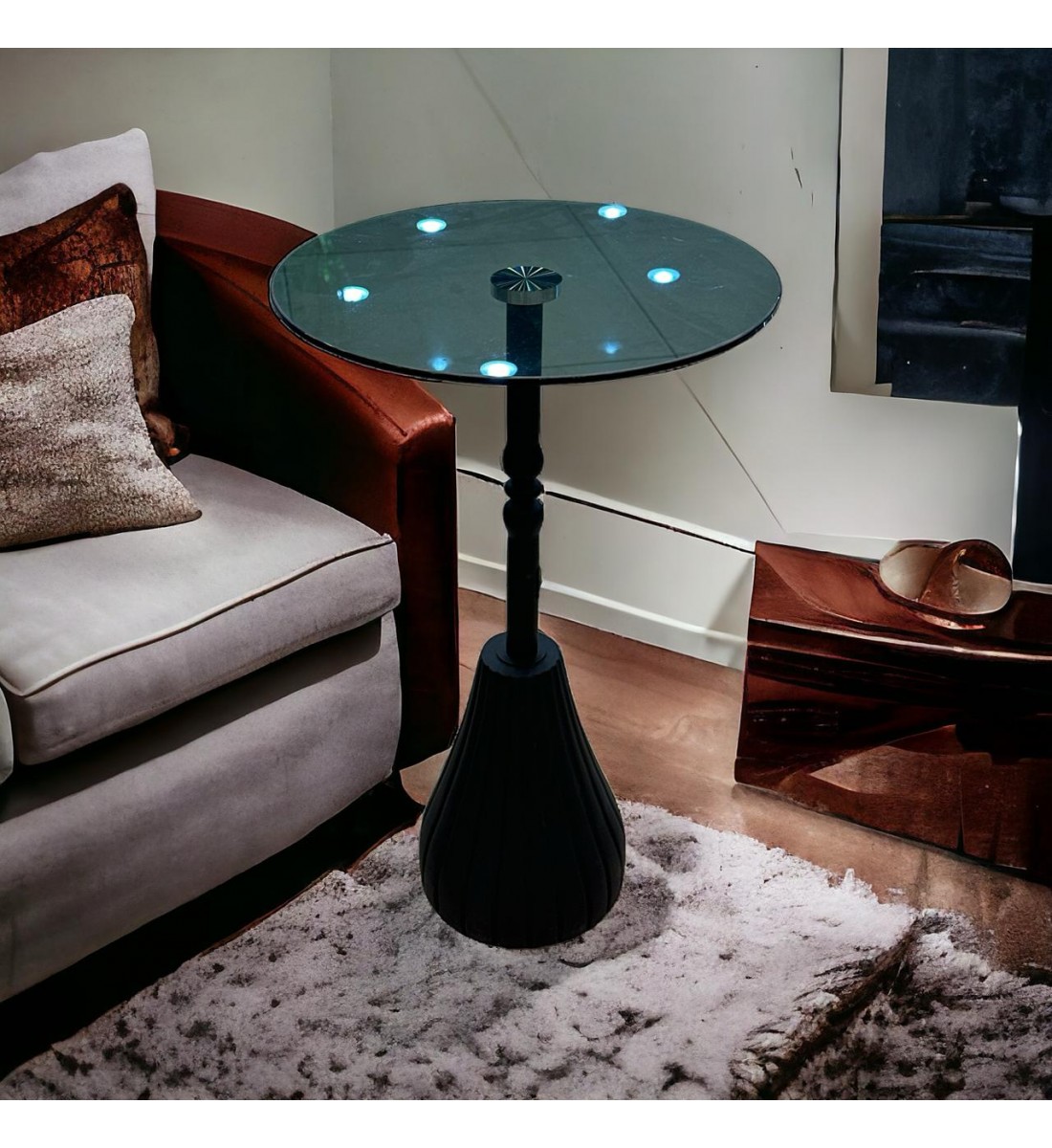 طاولة خدمة حديد لون شفاف واسود 