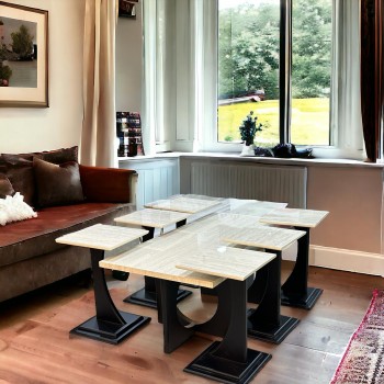 طقم طاولات مستطيل بديل الرخام1+ 6قطع 