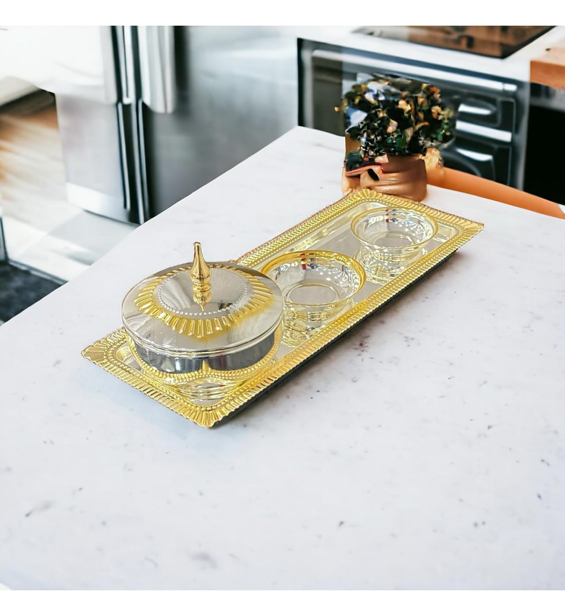 Silver and gold tafriya set, 4 pieces
