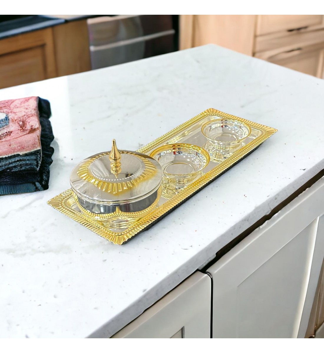 Silver and gold tafriya set, 4 pieces
