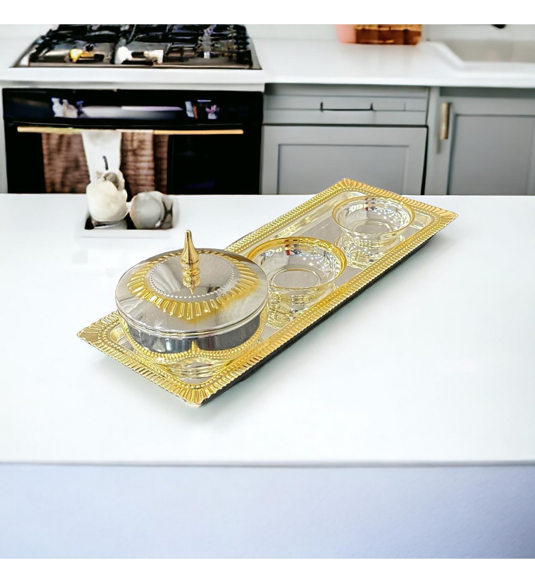 Silver and gold tafriya set, 4 pieces