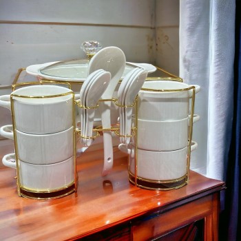 سخان  طقم شوربة سيراميك 15 قطع 