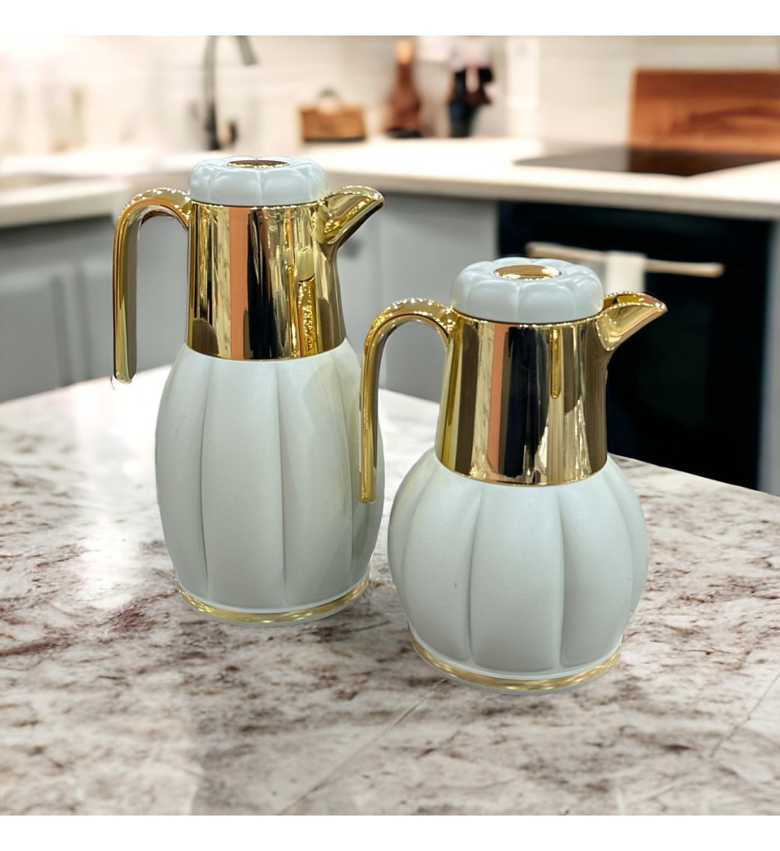 طقم ترمس ريفان اخضر فاتح  ذهبي 1لت -0.5 لتر 