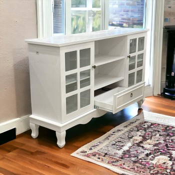 ركن كافي او بوفية خشب جلاس ابيض  160×38× 90سم 