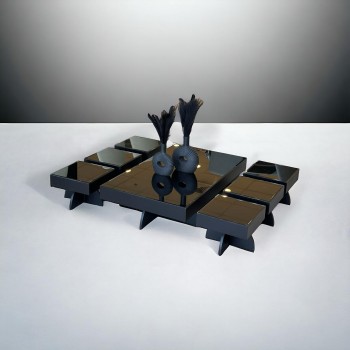 طقم طاولة مع الخدمه اسود 7قطع 