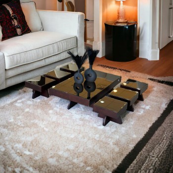 طقم طاولة مع الخدمه بني 7قطع 