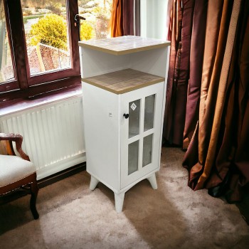 ركن كوفي ابيض سطح خشبي  37×30×95 سم 