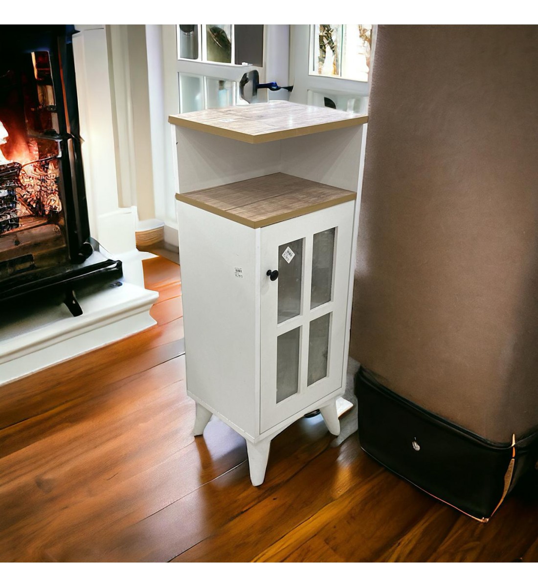 ركن كوفي ابيض سطح خشبي  37×30×95 سم 