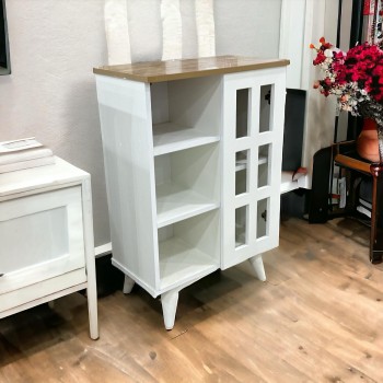 جزامة1باب +جمب بدون باب ابيض سطح خشبي 59×89×33سم 