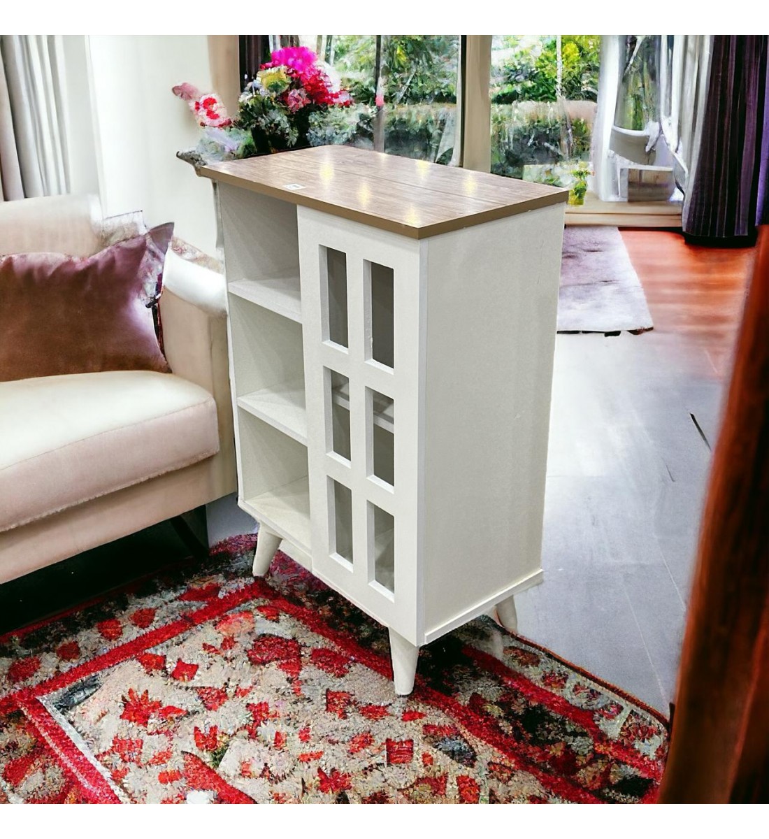 جزامة1باب +جمب بدون باب ابيض سطح خشبي 59×89×33سم 