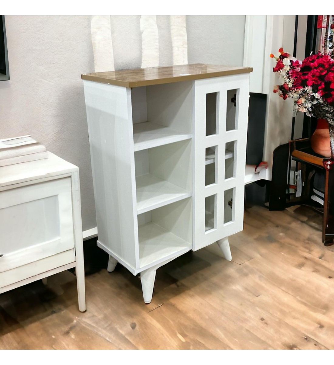 جزامة1باب +جمب بدون باب ابيض سطح خشبي 59×89×33سم 