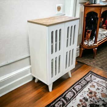 جزامة 2باب ابيض سطح خشبي 59×89×33سم 