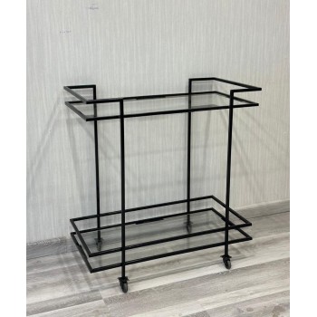 عربية تقديم زجاج باطراف حديد اسود2 دور بكفرات سهلة الحركة 80×43×85 سم 