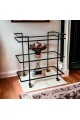Glass presentation stroller with black iron edges3 floors with easy to move tires 80×43×85 cm 