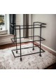 Glass presentation stroller with black iron edges3 floors with easy to move tires 80×43×85 cm 