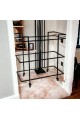 Glass presentation stroller with black iron edges3 floors with easy to move tires 80×43×85 cm 
