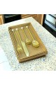 Silver tableware set two spoons, fork and stainless steel knife 4 pieces of gold 