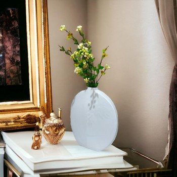   فازة سيراميك ابيض 28×25×4سم