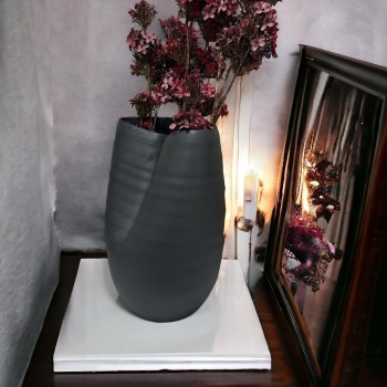 مزهرية سيراميك - تايدز اسود  - 30×19×8سم 