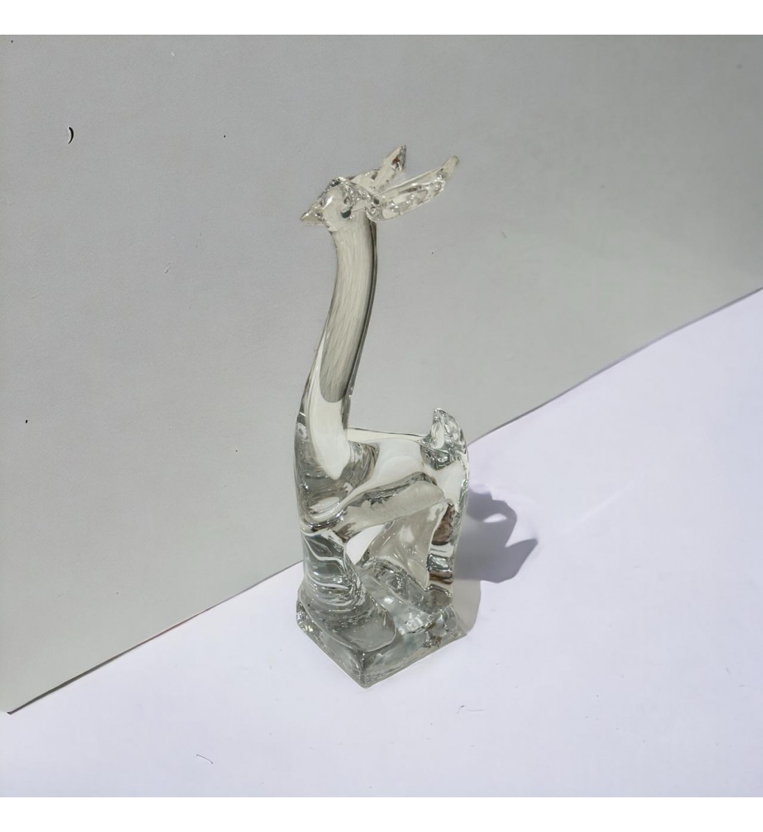 تمثال الزرافة الزجاج الشفاف للزينة 30×13×8سم 