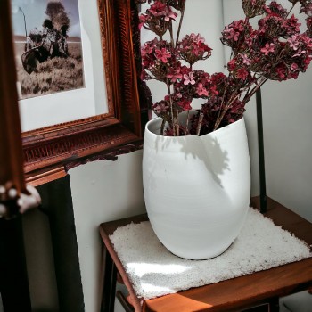 مزهرية او مركن  سيراميك - تايدز ابيض- 34×22×16سم	