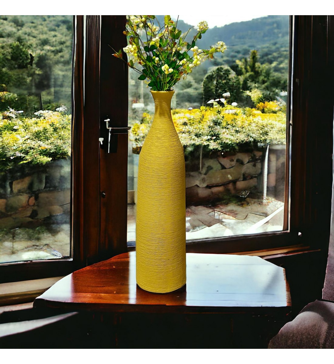 مزهرية سيراميك - اصفر- مقاس 46×5سم 