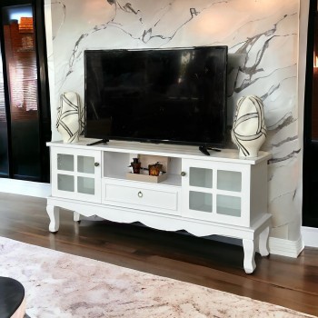   طاولة شاشة بلازما خشب ابيض  160×69×38 سم 