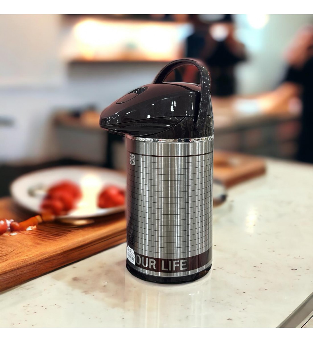 ترمس ايليجنت ضغط مخطط2.5لتر فضي ترمس ايليجنت ضغط مخطط2.5لتر فضي