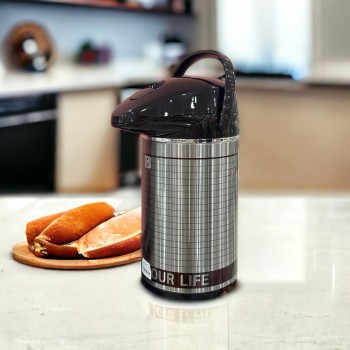 ترمس ايليجنت ضغط مخطط2.5لتر فضي 