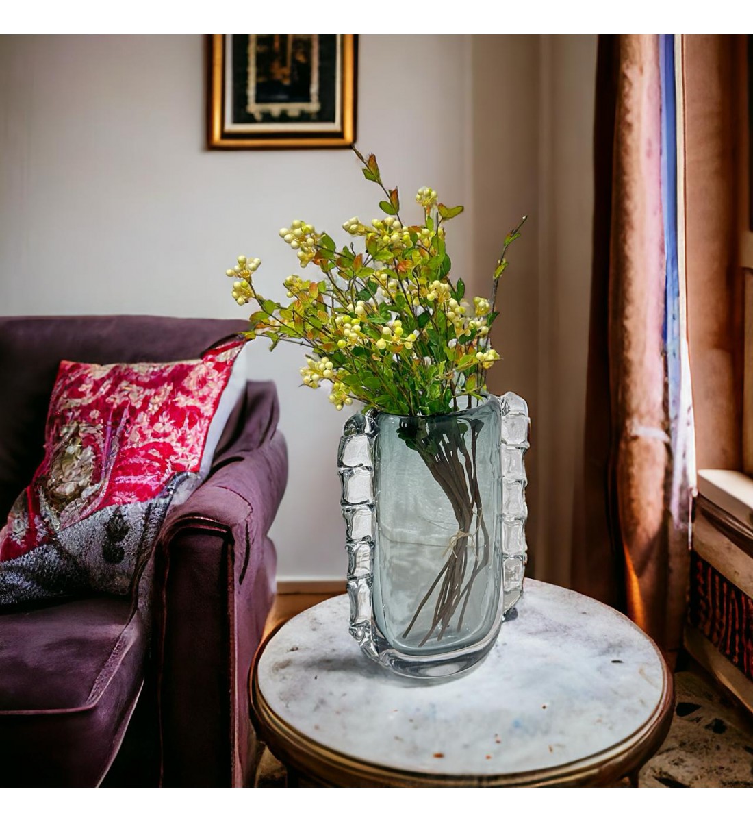 مزهرية زجاج عضوية من كوبي رمادي - 28×8×9سم مزهرية زجاج عضوية من كوبي رمادي - 28×8×9سم