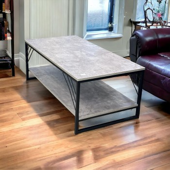 طاولة خشب دورين جوانب حديد لون رمادي مقاس 121×64×61سم 