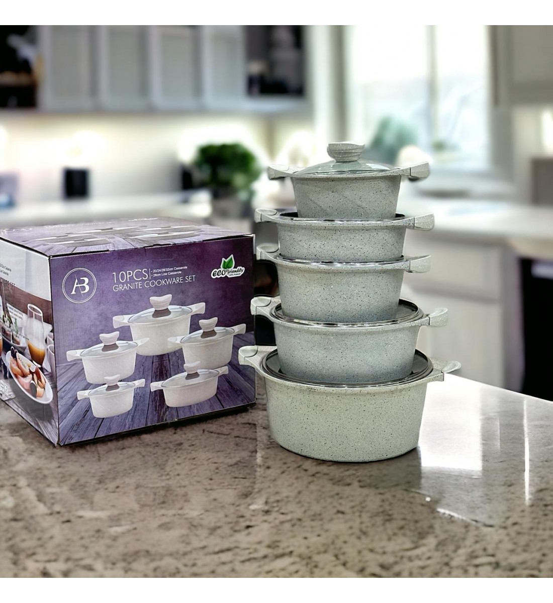  Light granite pots set 10 pieces 