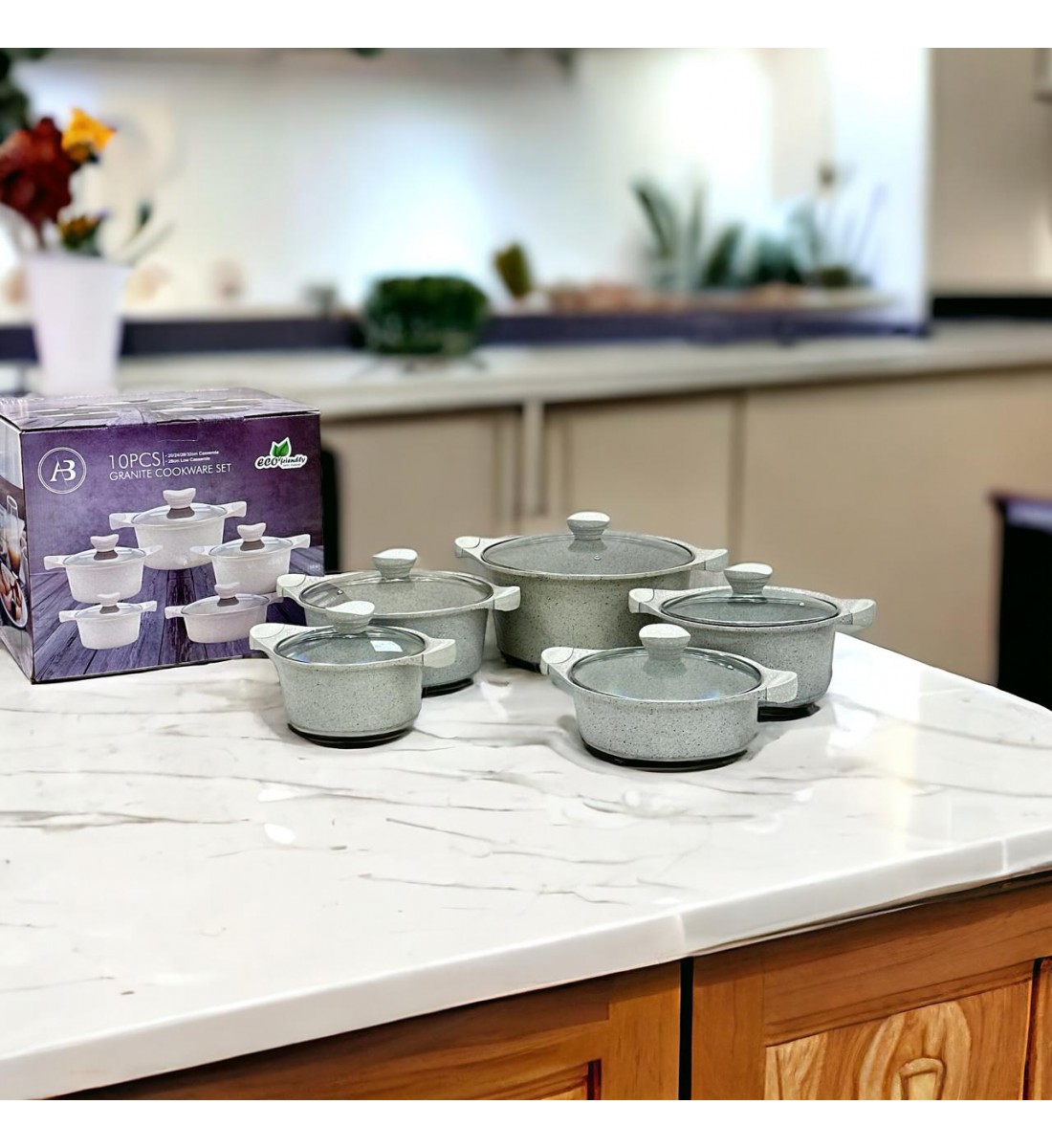  Light granite pots set 10 pieces 