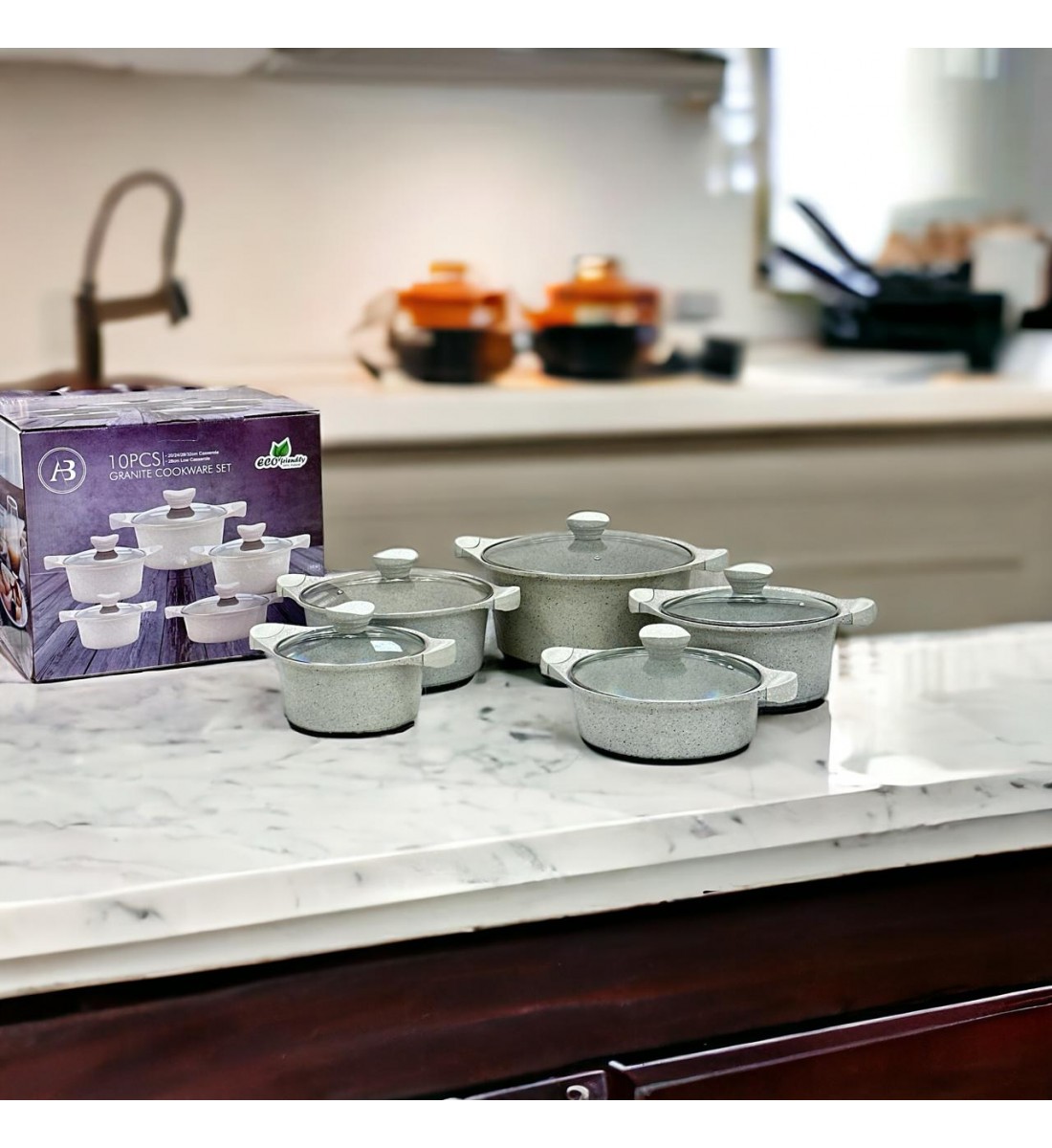  Light granite pots set 10 pieces 