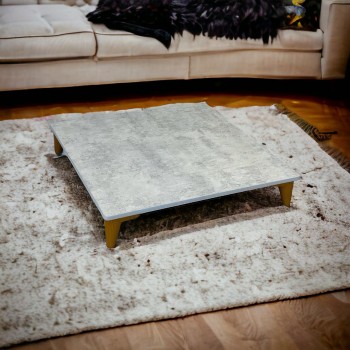 طاوله ارضي مفرد بديل الرخام  مربع  رصاصي104×104×15سم 