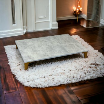 طاوله ارضي مفرد بديل الرخام  مستطيل رصاصي 70×120×15سم 