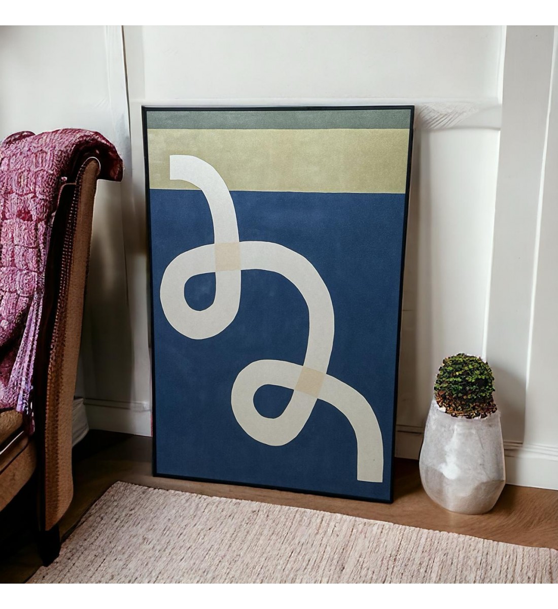   لوحه زينة حائط كانفاس ملمس خشن  باطار اسود 150×100سم 