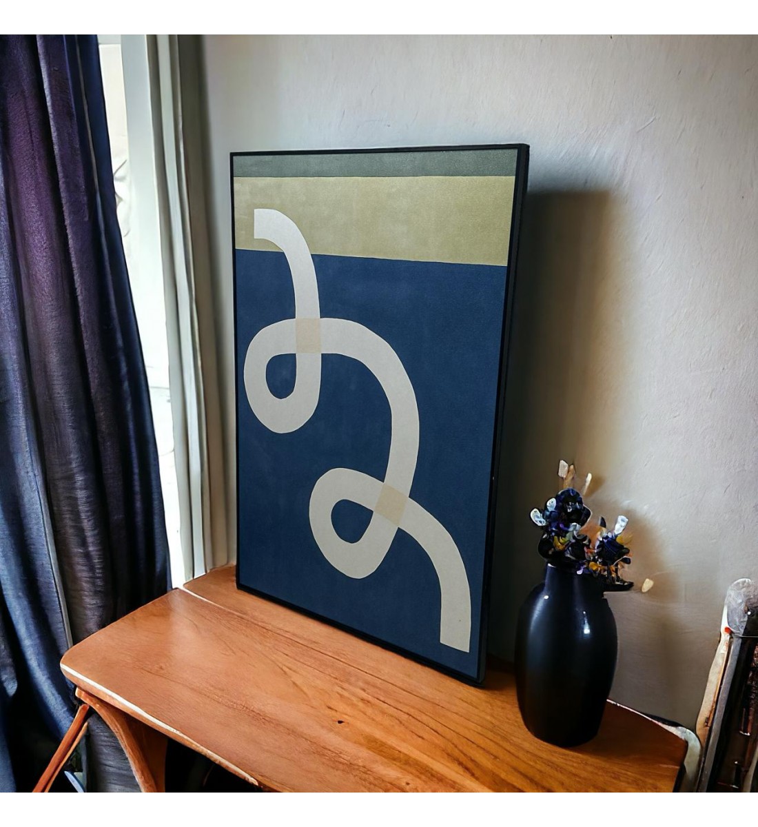   لوحه زينة حائط كانفاس ملمس خشن  باطار اسود 150×100سم 