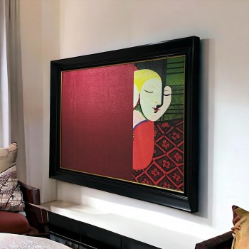   لوحه زينة حائط كانفاس ملمس خشن  باطار اسود 130×90سم 