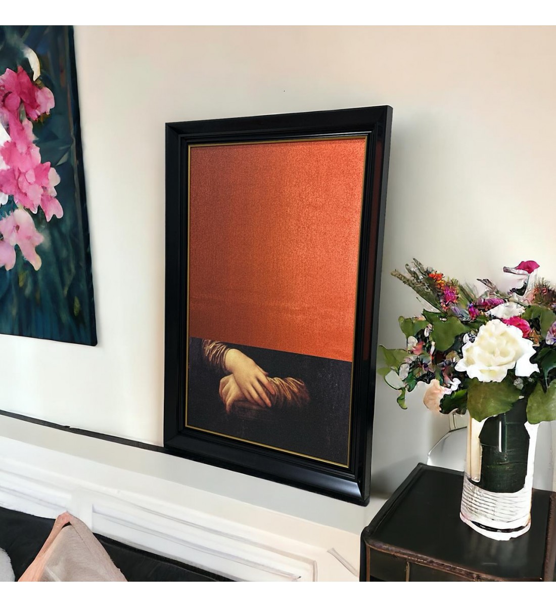   لوحه زينة حائط كانفاس ملمس خشن  باطار اسود 130×90سم 