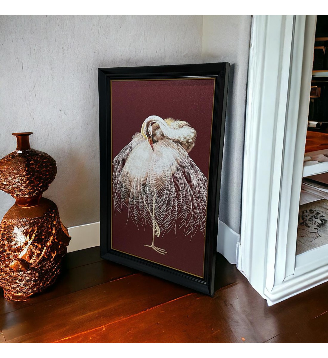   لوحه زينة حائط كانفاس ملمس خشن  باطار اسود 100×150سم 