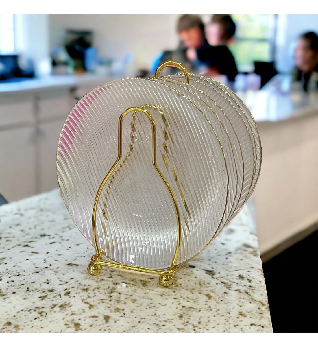 طقم صحون حلا زجاج 6 قطعة مع استاند حديد طقم صحون حلا زجاج 6 قطعة مع استاند حديد