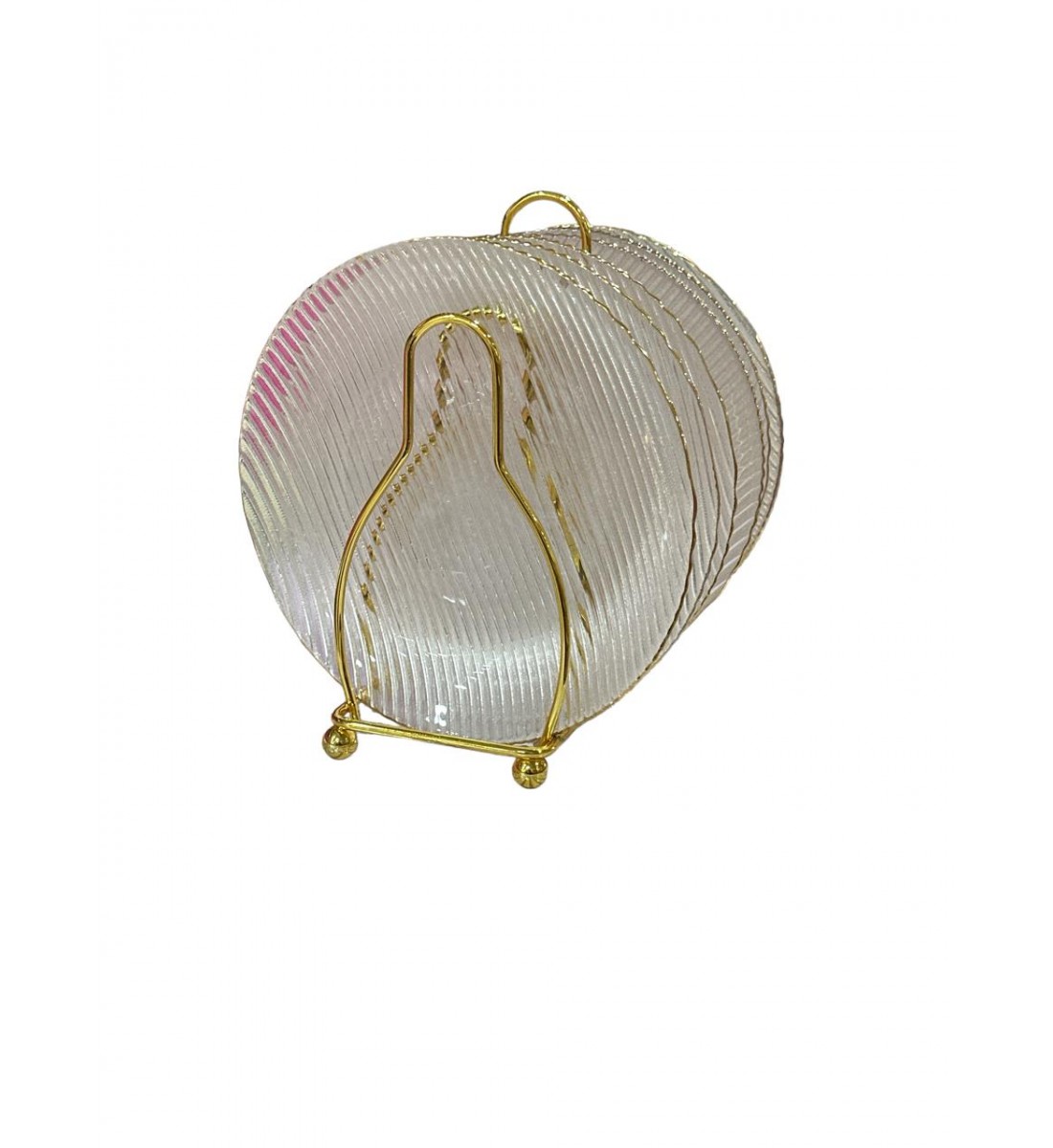 طقم صحون حلا زجاج 6 قطعة مع استاند حديد طقم صحون حلا زجاج 6 قطعة مع استاند حديد